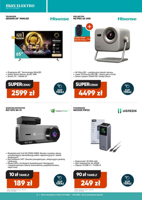 Max Elektro - gazetka promocyjna Gazetka od poniedziałku 15.12 do poniedziałku 29.12 - strona 12