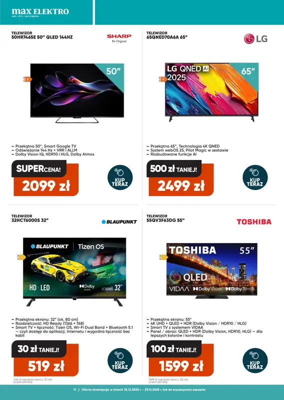 Max Elektro - gazetka promocyjna Gazetka od poniedziałku 15.12 do poniedziałku 29.12 - strona 11