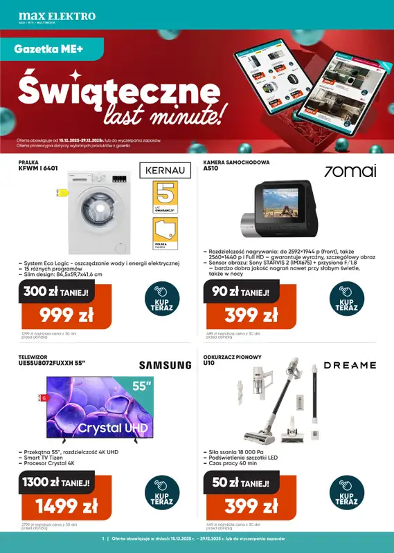 Max Elektro - gazetka promocyjna Gazetka od poniedziałku 15.12 do poniedziałku 29.12