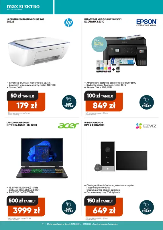 Max Elektro - gazetka promocyjna Gazetka od poniedziałku 15.12 do poniedziałku 29.12 - strona 9