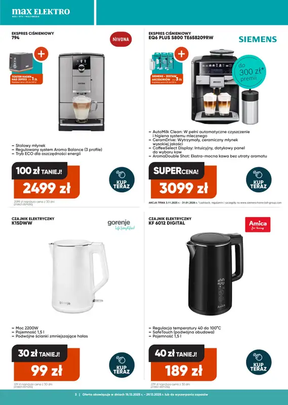 Max Elektro - gazetka promocyjna Gazetka od poniedziałku 15.12 do poniedziałku 29.12 - strona 3
