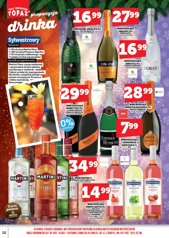 TOPAZ - gazetka promocyjna Alkohole na Święta/Sylwester 15.12.-31.12.2025 od poniedziałku 15.12 do środy 31.12 - strona 12