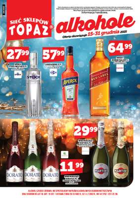 TOPAZ - gazetka promocyjna Alkohole na Święta/Sylwester 15.12.-31.12.2025 od poniedziałku 15.12 do środy 31.12