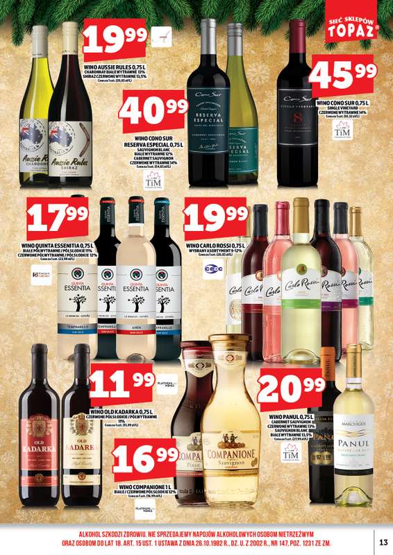 TOPAZ - gazetka promocyjna Alkohole na Święta/Sylwester 15.12.-31.12.2025 od poniedziałku 15.12 do środy 31.12 - strona 13