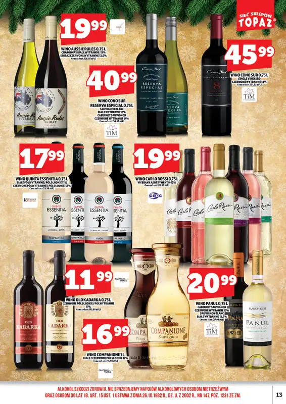 TOPAZ - gazetka promocyjna Alkohole na Święta/Sylwester 15.12.-31.12.2025 od poniedziałku 15.12 do środy 31.12 - strona 13
