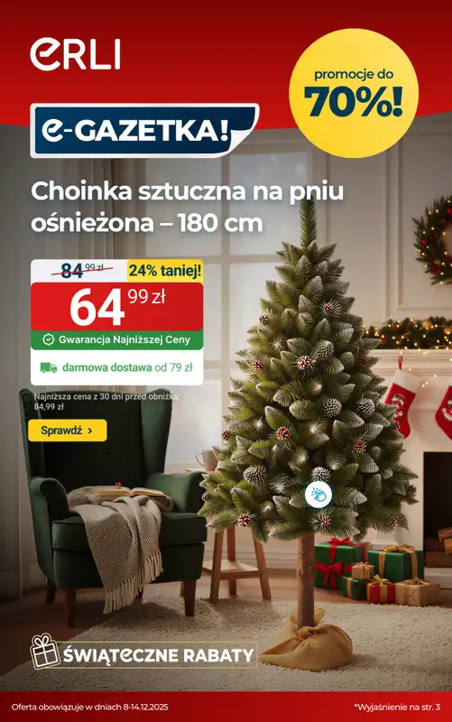ERLI - gazetka promocyjna ŚWIĄTECZNE DEKORACJE – taniej! od piątku 12.12 do niedzieli 14.12