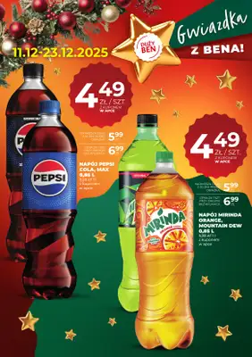 Duży Ben - gazetka promocyjna Oferta napoje i piwa od piątku 12.12 do wtorku 23.12