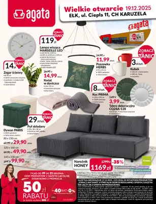Salony Agata - gazetka promocyjna Już 19.12 Wielkie Otwarcie Agaty w Ełku! od piątku 19.12 do poniedziałku 05.01