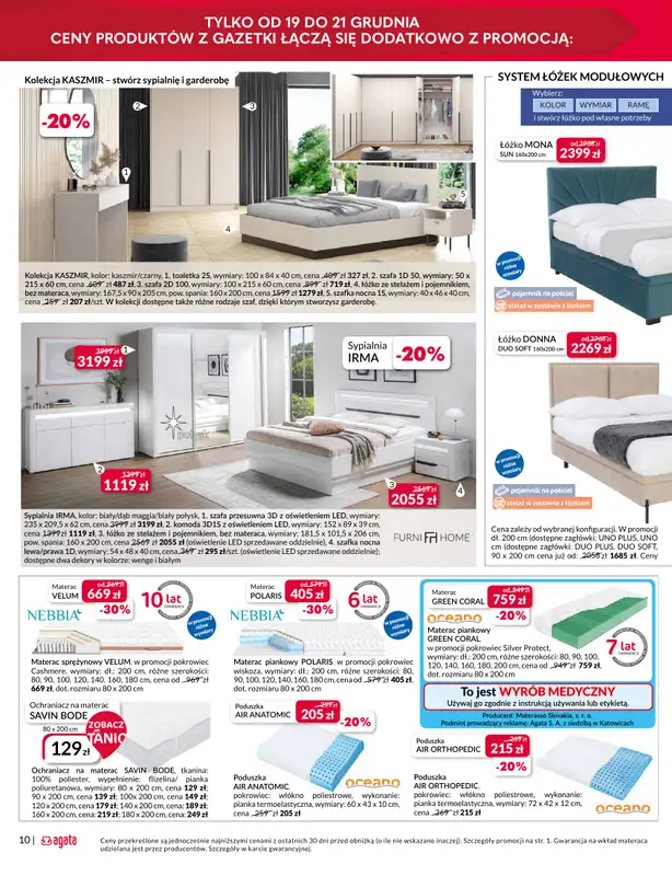 Salony Agata - gazetka promocyjna Już 19.12 Wielkie Otwarcie Agaty w Ełku! od piątku 19.12 do poniedziałku 05.01 - strona 10