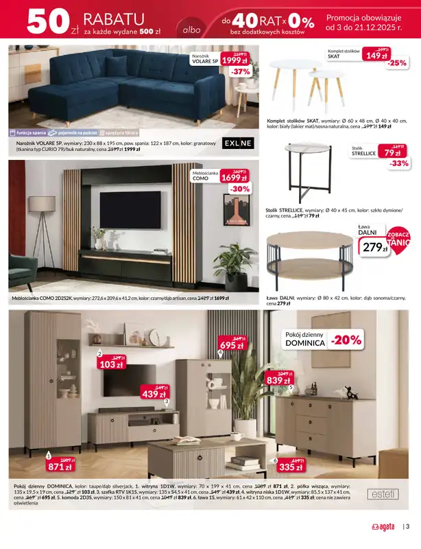 Salony Agata - gazetka promocyjna Już 19.12 Wielkie Otwarcie Agaty w Ełku! od piątku 19.12 do poniedziałku 05.01 - strona 3