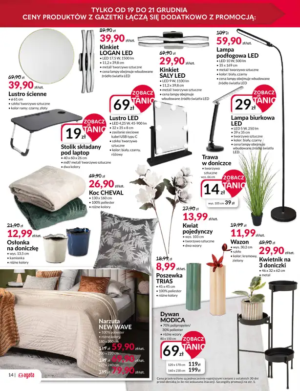 Salony Agata - gazetka promocyjna Już 19.12 Wielkie Otwarcie Agaty w Ełku! od piątku 19.12 do poniedziałku 05.01 - strona 14