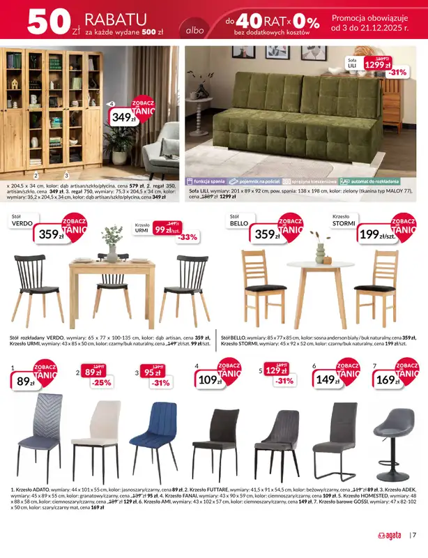 Salony Agata - gazetka promocyjna Już 19.12 Wielkie Otwarcie Agaty w Ełku! od piątku 19.12 do poniedziałku 05.01 - strona 7
