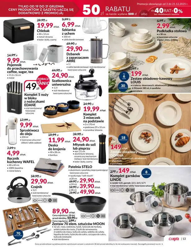 Salony Agata - gazetka promocyjna Już 19.12 Wielkie Otwarcie Agaty w Ełku! od piątku 19.12 do poniedziałku 05.01 - strona 13
