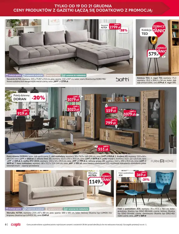 Salony Agata - gazetka promocyjna Już 19.12 Wielkie Otwarcie Agaty w Ełku! od piątku 19.12 do poniedziałku 05.01 - strona 6