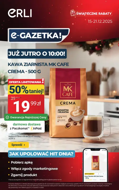 ERLI - gazetka promocyjna Świąteczne zakupy za mniej na ERLI! od poniedziałku 15.12 do niedzieli 21.12