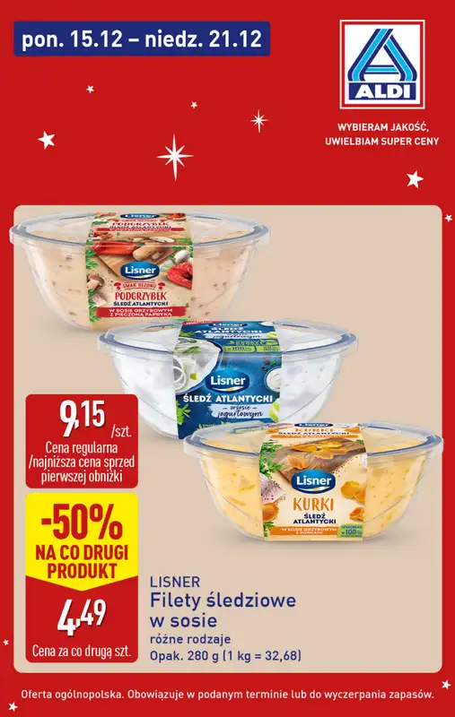 Aldi - gazetka promocyjna Śledź okazje w super cenach Aldi! od poniedziałku 15.12 do niedzieli 21.12 - strona 6