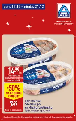 Aldi - gazetka promocyjna Śledź okazje w super cenach Aldi! od poniedziałku 15.12 do niedzieli 21.12 - strona 7