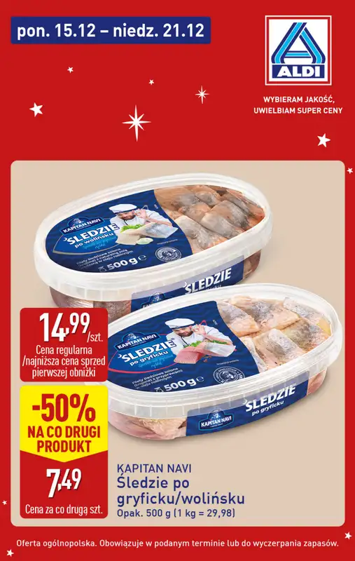Aldi - gazetka promocyjna Śledź okazje w super cenach Aldi! od poniedziałku 15.12 do niedzieli 21.12 - strona 7