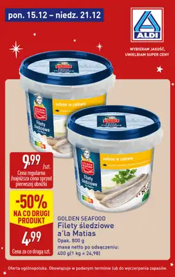 Aldi - gazetka promocyjna Śledź okazje w super cenach Aldi! od poniedziałku 15.12 do niedzieli 21.12 - strona 5