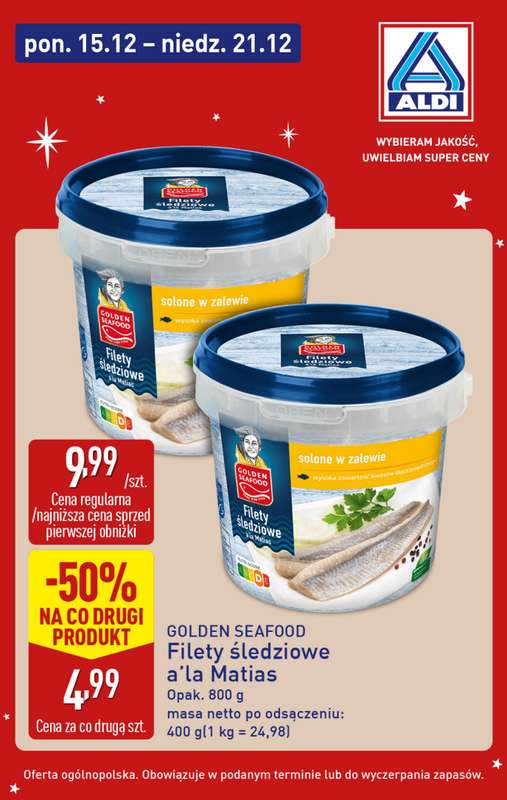 Aldi - gazetka promocyjna Śledź okazje w super cenach Aldi! od poniedziałku 15.12 do niedzieli 21.12 - strona 5