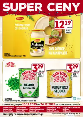 Społem - Blisko i Korzystnie - gazetka promocyjna Super ceny! od poniedziałku 15.12 do środy 24.12