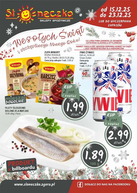 Słoneczko - gazetka promocyjna Gazetka od poniedziałku 15.12 do wtorku 23.12