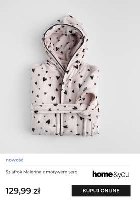 Szlafrok Malorina z motywem serc