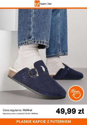 Płaskie kapcie z futerkiem