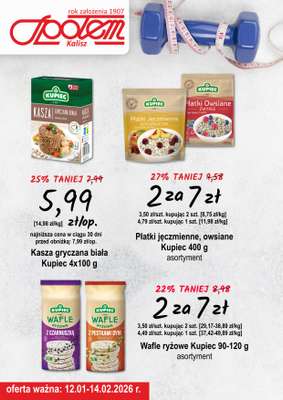 Społem - Blisko i Korzystnie - gazetka promocyjna Plakat promocyjny PSS Kalisz od poniedziałku 12.01 do soboty 14.02