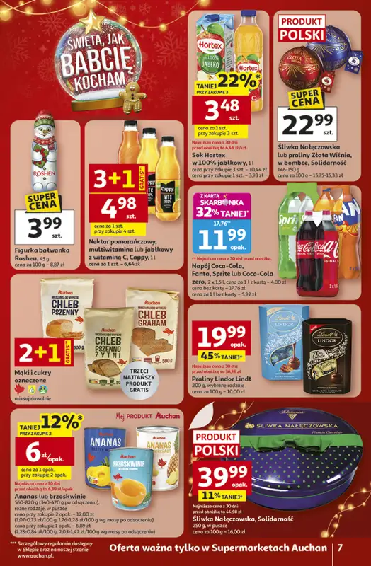 Auchan - gazetka promocyjna Gazetka Święta jak babcię kocham Supermarket Auchan od czwartku 18.12 do wtorku 23.12 - strona 7