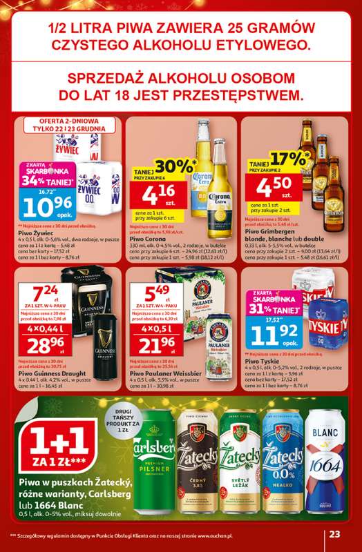 Auchan - gazetka promocyjna Gazetka Święta jak babcię kocham Hipermarket Auchan od czwartku 18.12 do wtorku 23.12 - strona 23