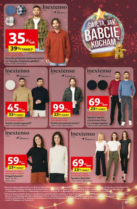 Auchan - gazetka promocyjna Gazetka Święta jak babcię kocham Hipermarket Auchan od czwartku 18.12 do wtorku 23.12 - strona 37
