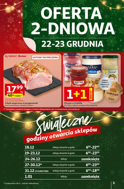 Auchan - gazetka promocyjna Gazetka Święta jak babcię kocham Hipermarket Auchan od czwartku 18.12 do wtorku 23.12 - strona 3