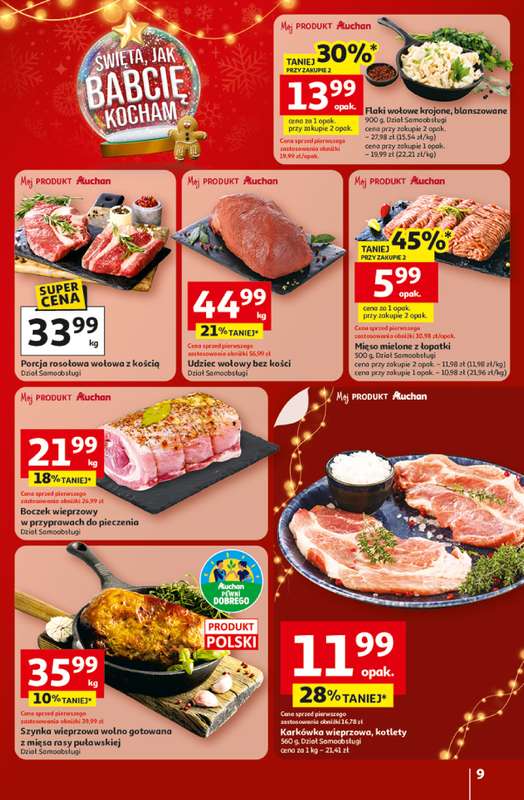 Auchan - gazetka promocyjna Gazetka Święta jak babcię kocham Hipermarket Auchan od czwartku 18.12 do wtorku 23.12 - strona 9
