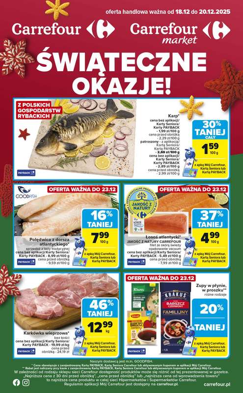 Carrefour - gazetka promocyjna Gazetka Świąteczne okazje od czwartku od czwartku 18.12 do soboty 20.12