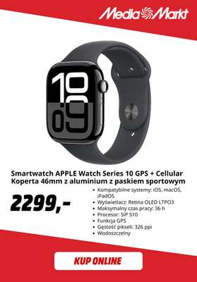 Smartwatch APPLE Watch Series 10 GPS + Cellular Koperta 46mm z aluminium z paskiem sportowym