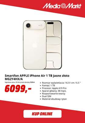 Smartfon APPLE iPhone Air 1 TB Jasne złoto MG2Y4HX/A