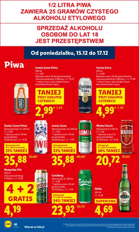 Lidl - gazetka promocyjna Oferta od poniedziałku od poniedziałku 15.12 do środy 17.12 - strona 62