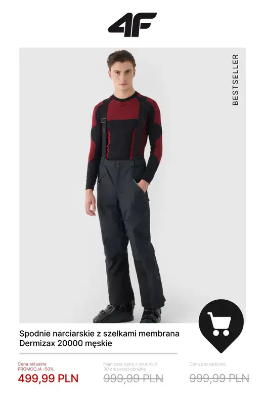 4F - gazetka promocyjna Kolekcja narciarska w promocji – sprawdź okazje! od wtorku 16.12  - strona 12