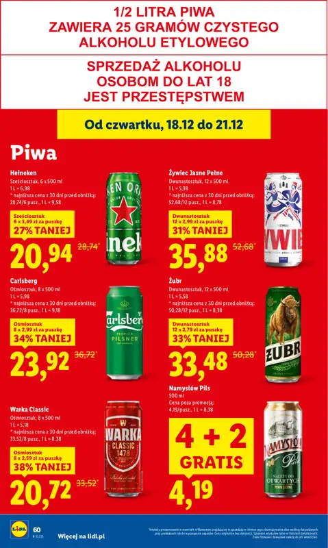 Lidl - gazetka promocyjna Oferta od czwartku od czwartku 18.12 do niedzieli 21.12 - strona 62