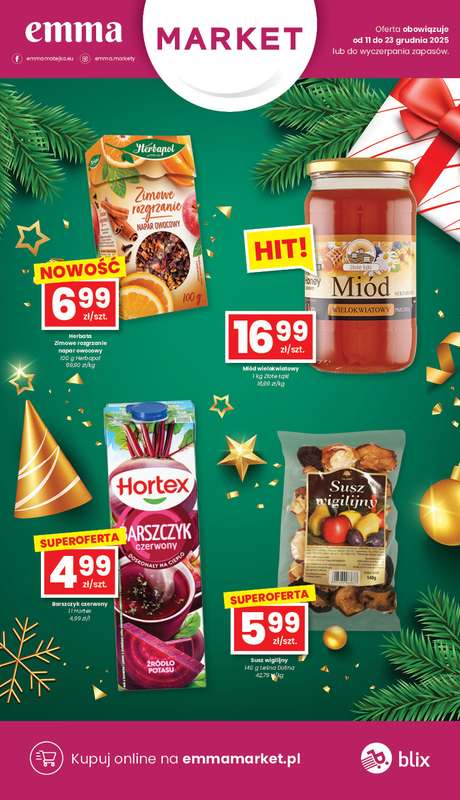emma MARKET - gazetka promocyjna Gazetka od czwartku 11.12 do wtorku 23.12