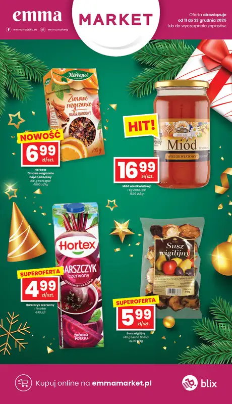 emma MARKET - gazetka promocyjna Gazetka od czwartku 11.12 do wtorku 23.12