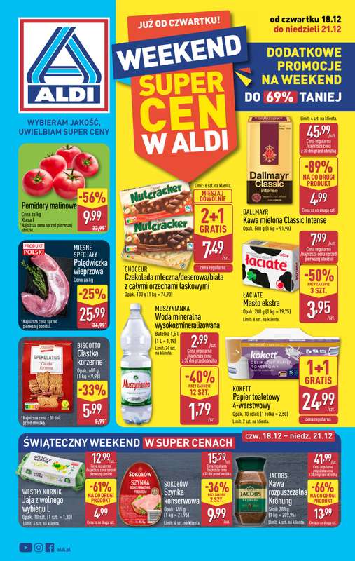 Aldi - gazetka promocyjna Weekend super cen w Aldi! od czwartku 18.12 do niedzieli 21.12