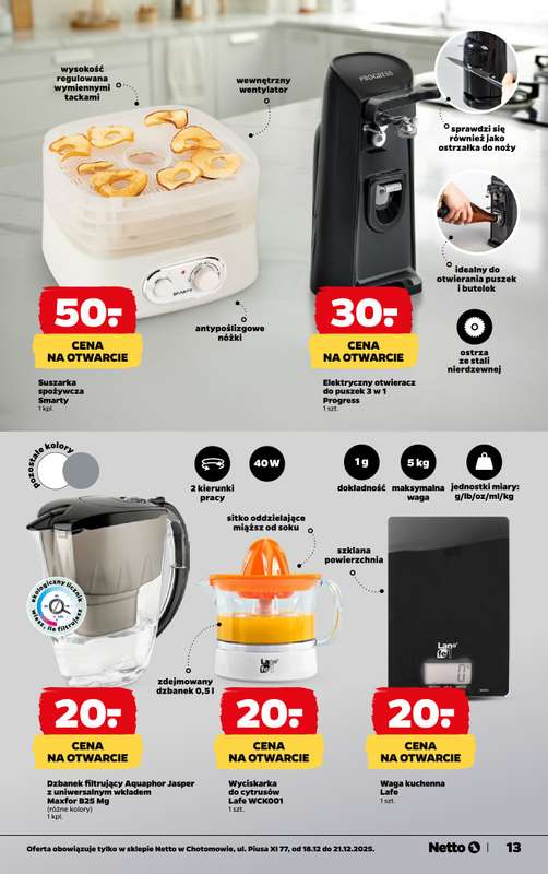 Netto - gazetka promocyjna Chotomów - Wielkie otwarcie już w czwartek 18.12 od czwartku 18.12 do niedzieli 21.12 - strona 13