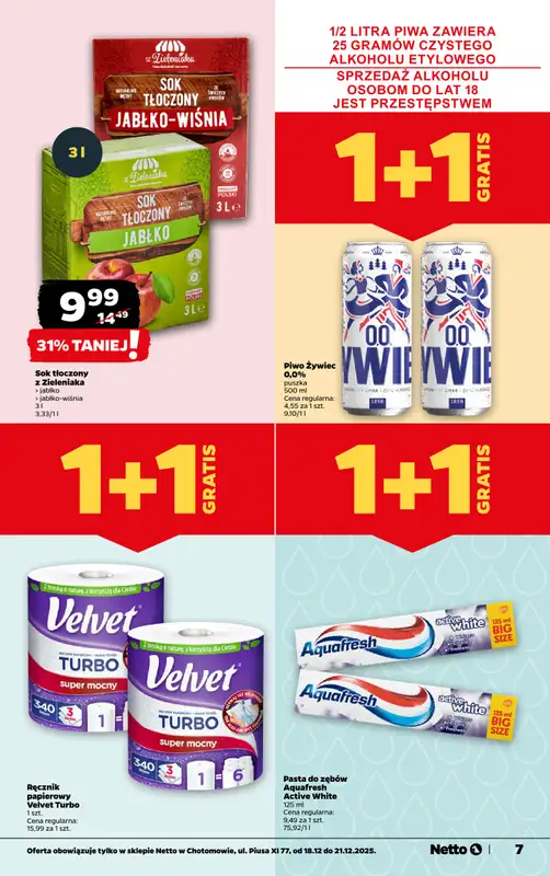 Netto - gazetka promocyjna Chotomów - Wielkie otwarcie już w czwartek 18.12 od czwartku 18.12 do niedzieli 21.12 - strona 7