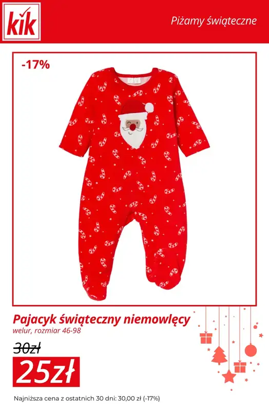 KiK - gazetka promocyjna Do -30% na piżamy świąteczne dla całej rodziny od środy 17.12 do niedzieli 21.12 - strona 13
