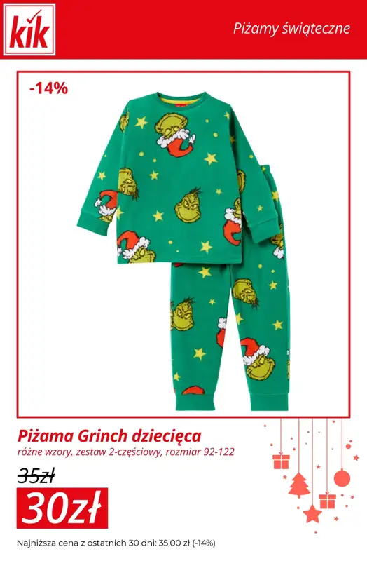 KiK - gazetka promocyjna Do -30% na piżamy świąteczne dla całej rodziny od środy 17.12 do niedzieli 21.12 - strona 12