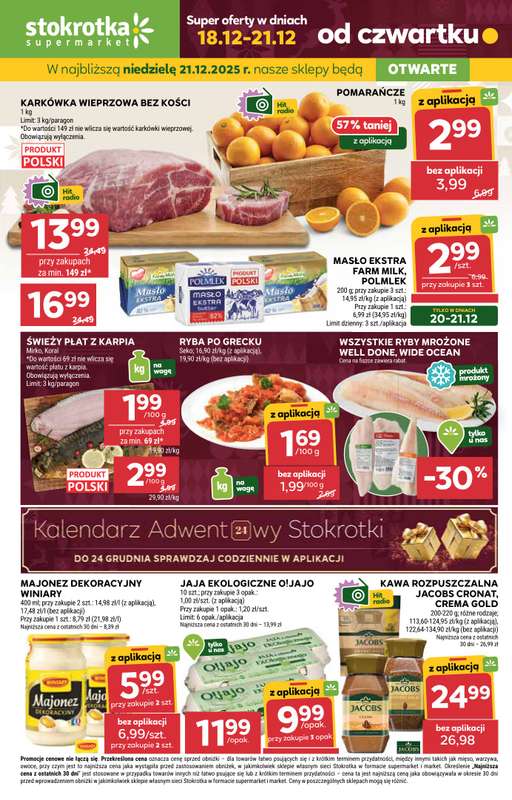 Stokrotka - gazetka promocyjna Gazetka Supermarket od czwartku 18.12 do niedzieli 21.12