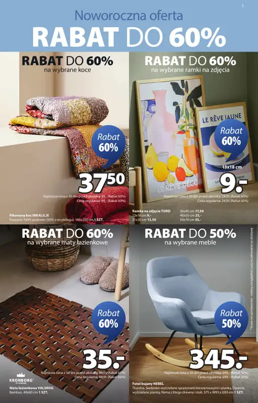 Jysk - gazetka promocyjna Wyprzedaż. Rabat do 70% od środy 31.12 do niedzieli 18.01 - strona 3