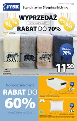 Jysk - gazetka promocyjna Wyprzedaż. Rabat do 70% od środy 31.12 do niedzieli 18.01